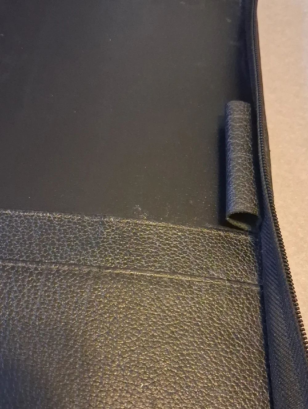 Vintage Franklin Quest (Covey) Black Aniline Leather Zip 3 Ring Binder W/stand